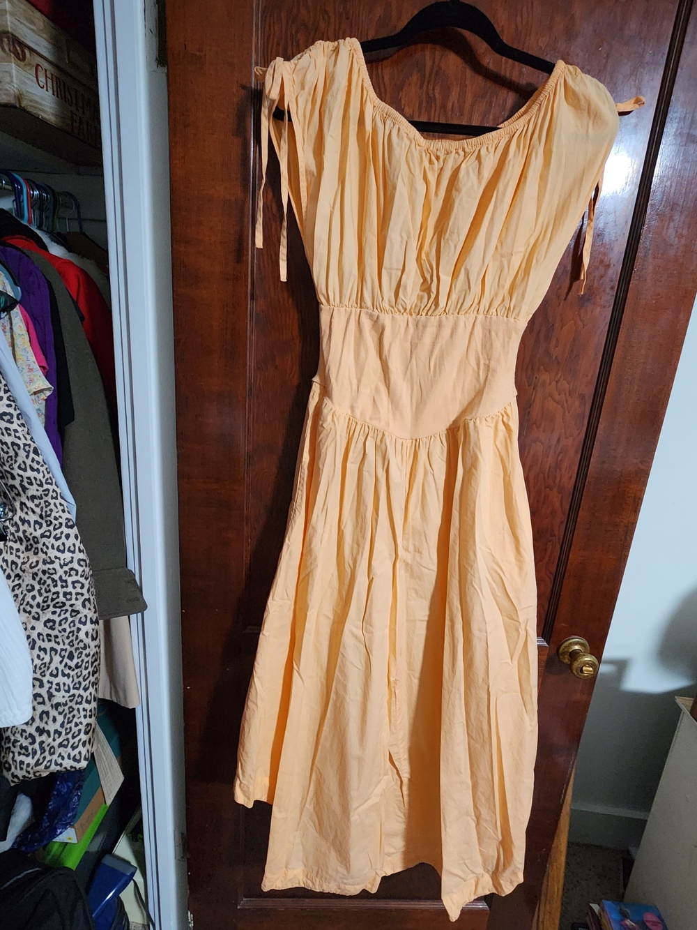 Peach Gathered Waist Wide-Leg Jumpsuit - Picture 2 of 3